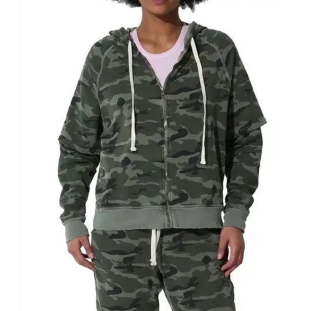 Electric & Rose Camo Zip Hoodie Women’s Small Soft Terry Loungewear Boho
